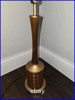 Vintage 1960s GRUVWOOD Table Lamp MCM Decor Wood Metal Bedside Accent