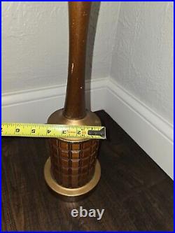 Vintage 1960s GRUVWOOD Table Lamp MCM Decor Wood Metal Bedside Accent