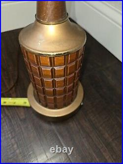 Vintage 1960s GRUVWOOD Table Lamp MCM Decor Wood Metal Bedside Accent