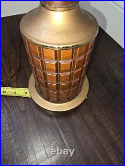 Vintage 1960s GRUVWOOD Table Lamp MCM Decor Wood Metal Bedside Accent