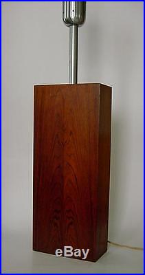 Vintage 1960s Walter Von Nessen Rosewood Table Lamp Mid Century Modern