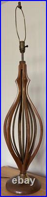 Vintage 1960s Wood Brass Sculptural Table Lamp Mid Century Lighting Modern MCM
