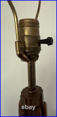 Vintage 1960s Wood Brass Sculptural Table Lamp Mid Century Lighting Modern MCM