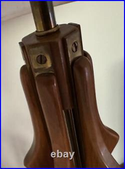 Vintage 1960s Wood Brass Sculptural Table Lamp Mid Century Lighting Modern MCM