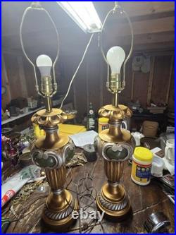 Vintage 1966 Continental Art Co Table Lamps Pair Mid Century Hollywood Regency