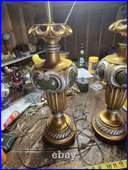Vintage 1966 Continental Art Co Table Lamps Pair Mid Century Hollywood Regency