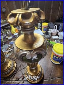 Vintage 1966 Continental Art Co Table Lamps Pair Mid Century Hollywood Regency