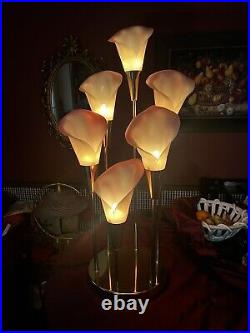 Vintage 1970's 6 Stem Brass Calla Lily Table Lamp 31