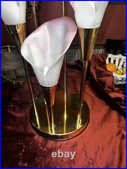 Vintage 1970's 6 Stem Brass Calla Lily Table Lamp 31