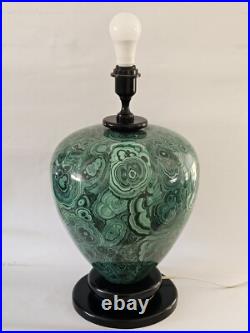 Vintage 1970's Malachite Like Ceramic Table Lamp Hollywood Regency 20 x 12
