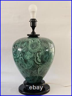 Vintage 1970's Malachite Like Ceramic Table Lamp Hollywood Regency 20 x 12