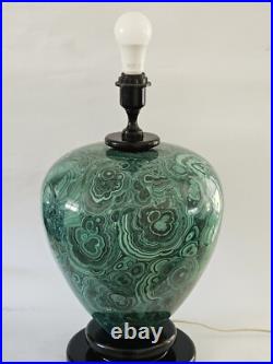 Vintage 1970's Malachite Like Ceramic Table Lamp Hollywood Regency 20 x 12