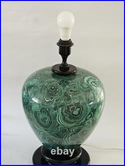 Vintage 1970's Malachite Like Ceramic Table Lamp Hollywood Regency 20 x 12