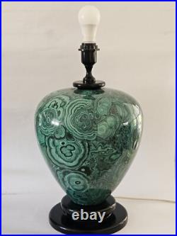 Vintage 1970's Malachite Like Ceramic Table Lamp Hollywood Regency 20 x 12