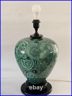 Vintage 1970's Malachite Like Ceramic Table Lamp Hollywood Regency 20 x 12