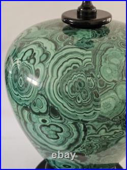 Vintage 1970's Malachite Like Ceramic Table Lamp Hollywood Regency 20 x 12