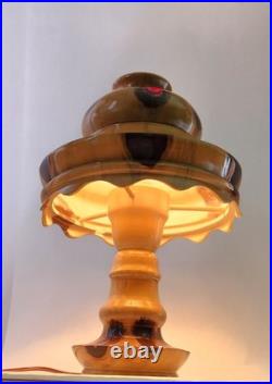 Vintage 1970s Brazilian Butterfly Wood Desk/Table Lamp Mushroom Shade 14 Tall Vintage 1970s Brazilian Butterfly Wood Desk/Table Lamp Mushroom Shade 14 Tall