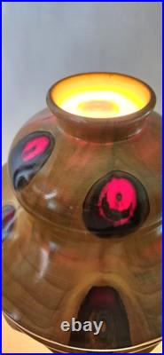 Vintage 1970s Brazilian Butterfly Wood Desk/Table Lamp Mushroom Shade 14 Tall