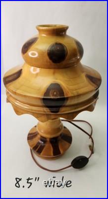 Vintage 1970s Brazilian Butterfly Wood Desk/Table Lamp Mushroom Shade 14 Tall