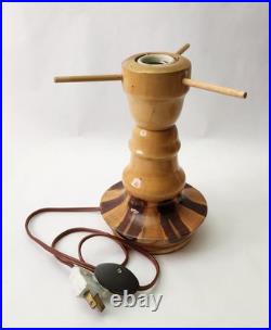 Vintage 1970s Brazilian Butterfly Wood Desk/Table Lamp Mushroom Shade 14 Tall