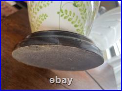 Vintage 1970s Ceramic Brass Frederick Cooper Lamp White Green Leaf Floral