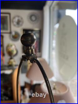 Vintage 1970s Ceramic Brass Frederick Cooper Lamp White Green Leaf Floral