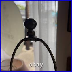 Vintage 1970s Ceramic Brass Frederick Cooper Lamp White Green Leaf Floral