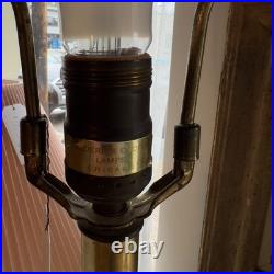 Vintage 1970s Ceramic Brass Frederick Cooper Lamp White Green Leaf Floral