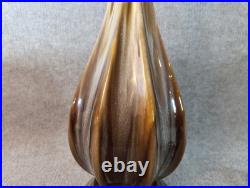 Vintage 1970s Drip Glaze Ceramic Table Lamp 34 Brass Base MCM Style Rare
