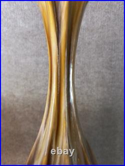 Vintage 1970s Drip Glaze Ceramic Table Lamp 34 Brass Base MCM Style Rare