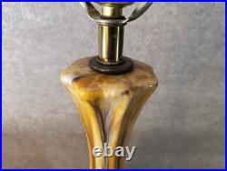Vintage 1970s Drip Glaze Ceramic Table Lamp 34 Brass Base MCM Style Rare