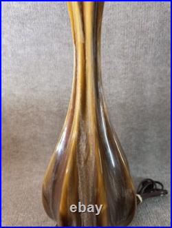 Vintage 1970s Drip Glaze Ceramic Table Lamp 34 Brass Base MCM Style Rare