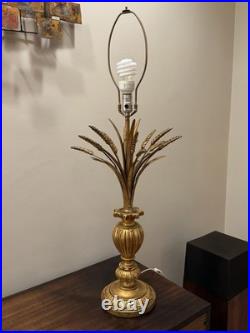 Vintage 1970s Gold Wheat Table Lamp Large Hollywood Regency Decor