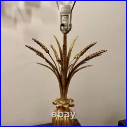 Vintage 1970s Gold Wheat Table Lamp Large Hollywood Regency Decor