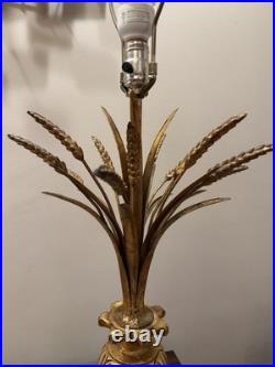 Vintage 1970s Gold Wheat Table Lamp Large Hollywood Regency Decor
