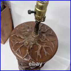 Vintage 1970s LARGE Ceramic Owl Table Lamp Brown Corded Works Statement Piece