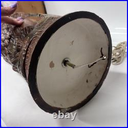 Vintage 1970s LARGE Ceramic Owl Table Lamp Brown Corded Works Statement Piece
