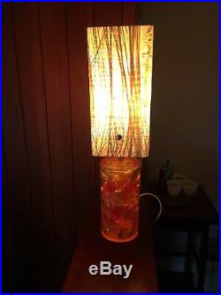 Vintage 1970s Shatterline Lamp in Orange Unusual Spun Fibreglass Shade