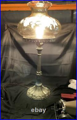 Vintage 1971 Hurricane Amber Rose Table Lamp
