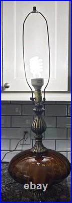 Vintage 1971 L&L WMC Amber Swirl Glass Table Lamp Hollywood Regency Vintage 1971 L&L WMC Amber Swirl Glass Table Lamp Hollywood Regency