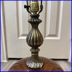Vintage 1971 L&L WMC Amber Swirl Glass Table Lamp Hollywood Regency