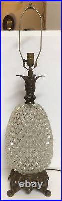 Vintage 1972 Nemo Pineapple Glass Table Lamp Hollywood Regency MCM 33 805A