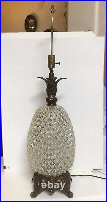 Vintage 1972 Nemo Pineapple Glass Table Lamp Hollywood Regency MCM 33 805A