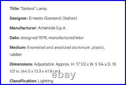 Vintage 1976 White SINTESI Table Lamp by Ernesto Gismondi for Artemide ITALY