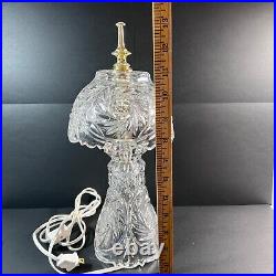 Vintage 1980s Clear Cut Crystal Table Lamp Crystal Shade Unmarked 13 Works