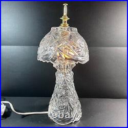 Vintage 1980s Clear Cut Crystal Table Lamp Crystal Shade Unmarked 13 Works