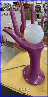 Vintage 1980s large Hand Lamp Holding Glass Globe Lamp Ball purple