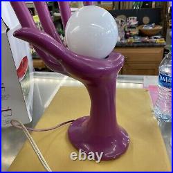 Vintage 1980s large Hand Lamp Holding Glass Globe Lamp Ball purple