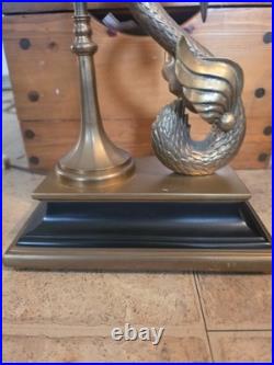 Vintage 1982 Chapman Brass Swan Bouillotte Table Lamp Tole Shade Neoclassical