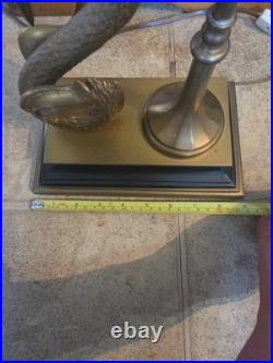 Vintage 1982 Chapman Brass Swan Bouillotte Table Lamp Tole Shade Neoclassical